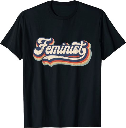 Feminist - Retro 70s Vintage Rainbow - Feminism Gift T-Shirt