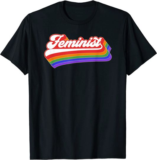 Feminist T Shirt. Retro 70's Feminism Shirt. Vintage Rainbow