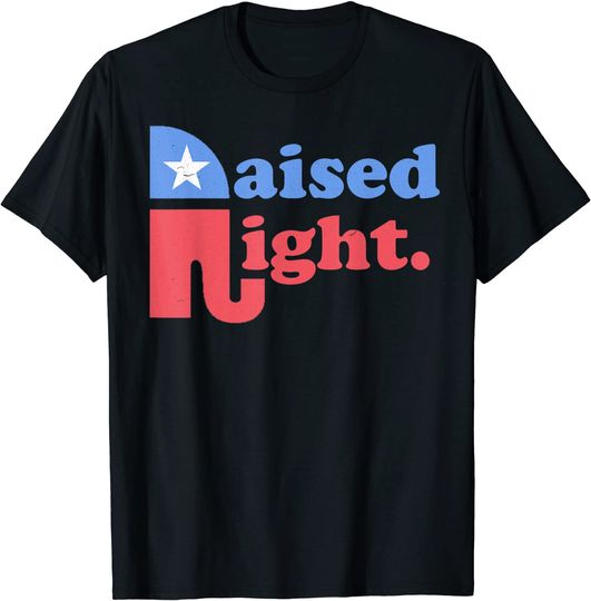 Raised Right Republican Elephant Retro Style Distressed Gift T-Shirt