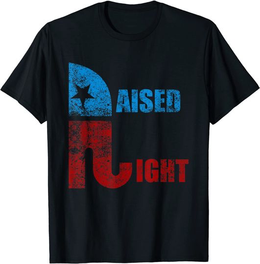 Vintage Raised Right Republican Elephant Pro Trump 2020 T-Shirt
