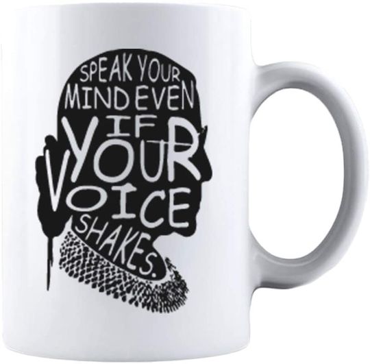 KROPSIS Speak Your Mind Even If Your Voice Shakes Double-Sided Ceramic Coffee Mug Tea Cup White