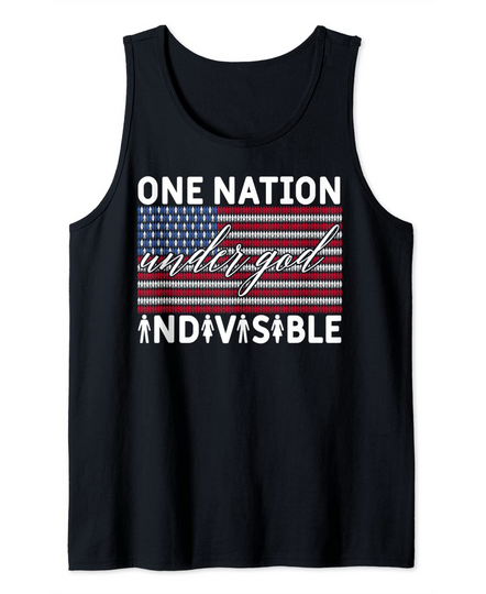 One Nation Under God Indivisible Pledge of Allegiance USA Tank Top