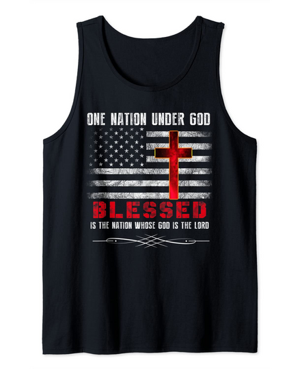 Patriotic Christian Tshirts "Blessed" One Nation Under God Tank Top