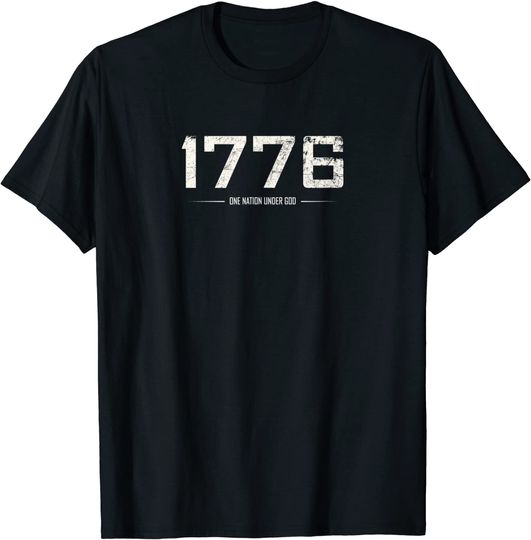 1776: One Nation Under God T-Shirt with white vintage finish