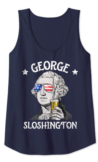 George Sloshington Washington 4th Of July Men Women USA Flag Tank Top