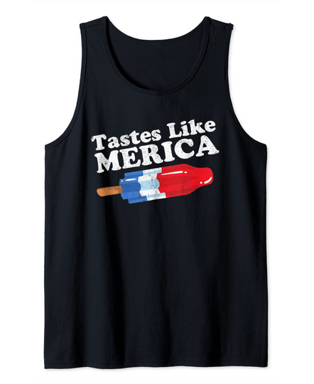 Tastes Like Merica Funny Popsicle 4th of July Retro 80s Gift Tank Top