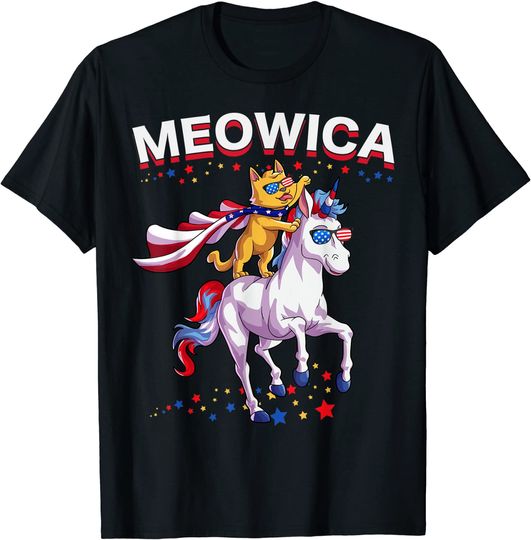 Meowica Cat Unicorn Merica T Shirt