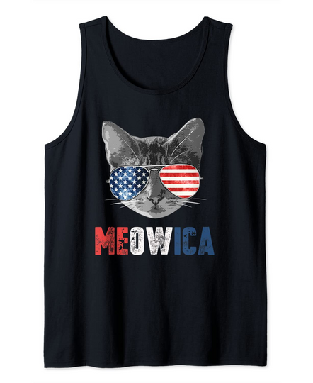 Meowica American Flag Cat Tank Top
