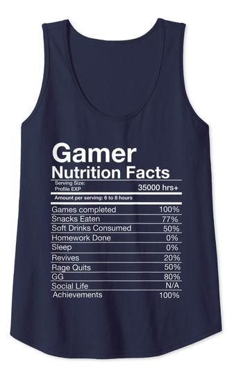 Gamer Nutrition Facts Video Game Tank Top