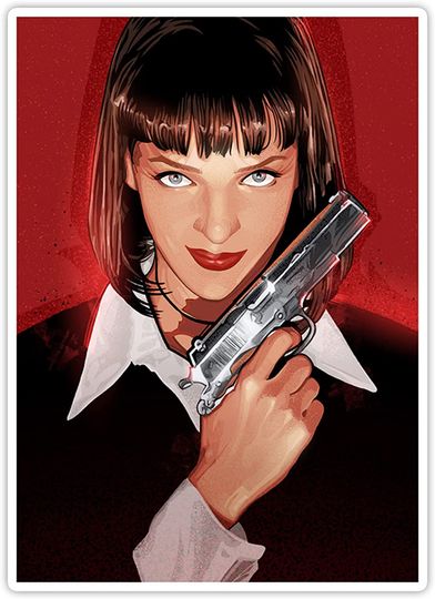 Pulp Fiction Mia Wallace Pistolet Sticker 3"