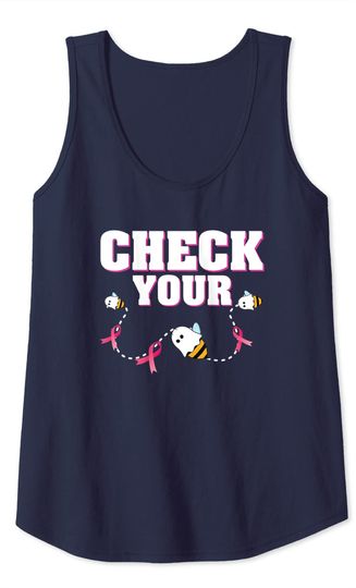 Breast Cancer Shirt Check Your Boo Bees Tank Top