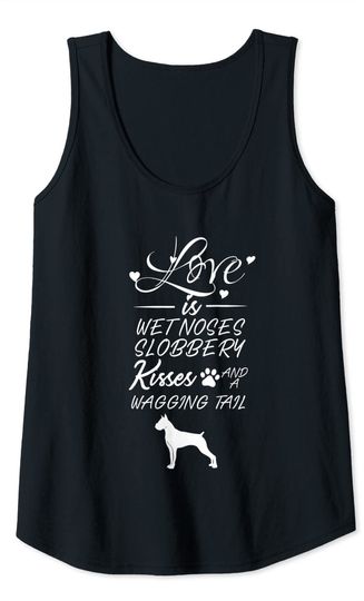 Boxer Cropped Ears Love My Dog Saying Quotes Tank Top