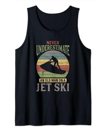 Mens Old Man On A Jet Ski Funny Dad Fathers Day Tank Top