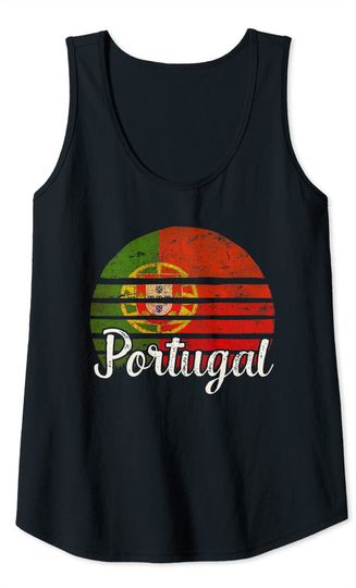 Portugal Vintage Flag Tee Retro Sunset Art Tank Top