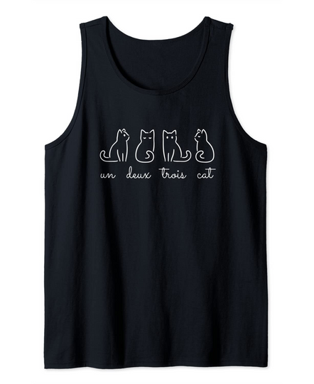 French Inspired Un Deux Trois Cat French Joke Quote Tank Top