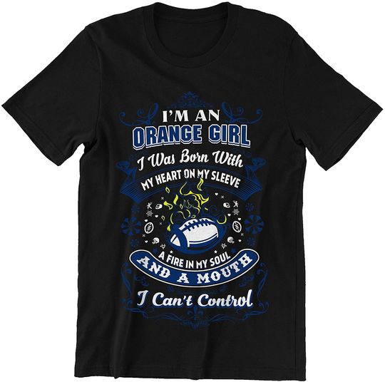 Football Orange Woman I was Born with A Mouth I Can't Control Shirt