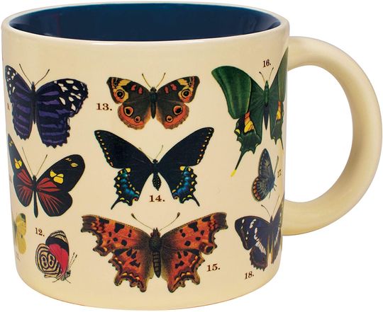 Heat Changing Butterfly Mug - Reveals 18 Species With Common and Latin Names on Bottom - Comes in a Fun Gift Box