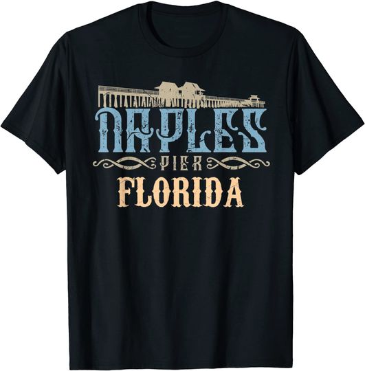 Distressed Graphic Naples Pier Florida T Shirts