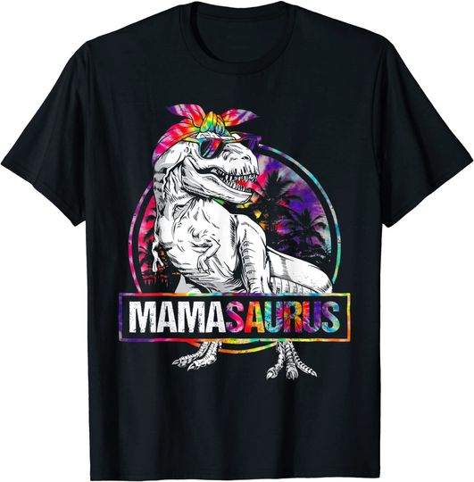 Mamasaurus Dinosaur Mama Saurus Family Matching Tie Dye T-Shirt