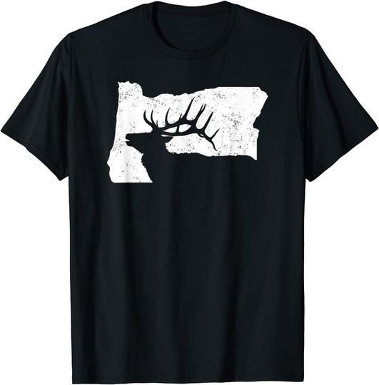 Oregon Elk Hunting Shirt Bull Elk State Shape T Shirt