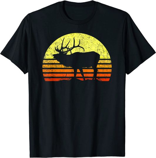 American Elk Hunter Dad Vintage Retro Sun Bow Hunting Gift T-Shirt