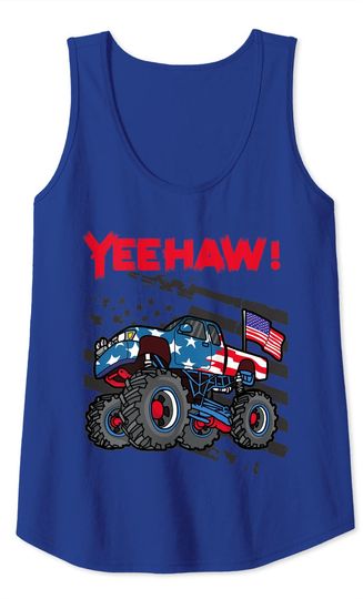 Monster Truck Gift All American  Kids Yeehaw Tank Top