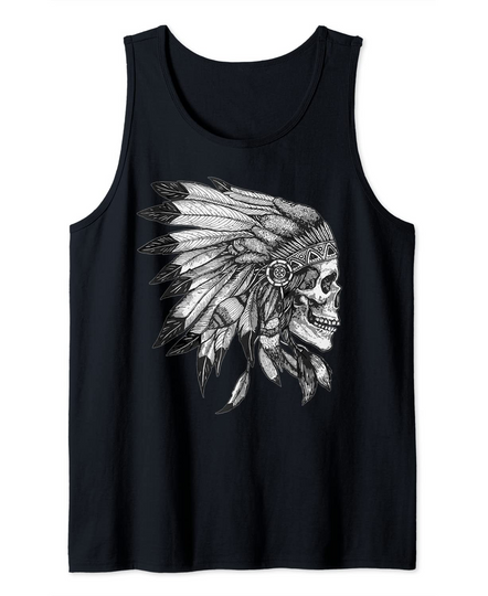 American Motorcycle Skull Native Indian Eagle Chief Vintage Tank Top