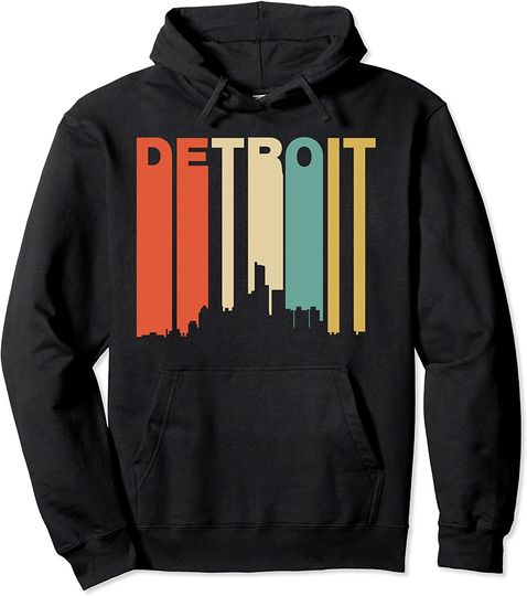 Retro 1970's Style Detroit Michigan Skyline Hoodie