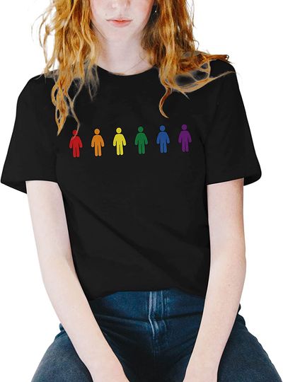 Rainbow T Shirt Women Pride Lesbian Shirts Graphic Tees LGBT Equality Summer Casual Short Sleeve Tops