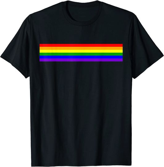 Cute Minimalist Gay Pride LGBTQ Rainbow Stripe Vertical Flag T-Shirt