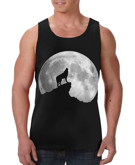 Wolf Howling Moon Wife Beater Tank Top