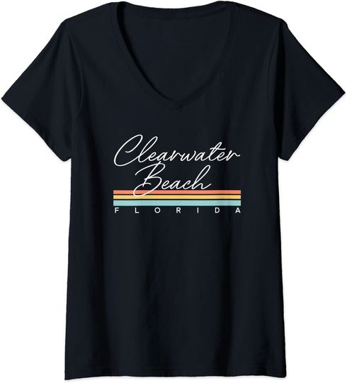 Womens Retro Clearwater Beach Florida T Shirt