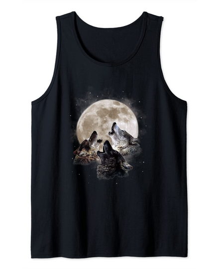 Three Wolves Howling at the Moon Wolf Lover Tank Top