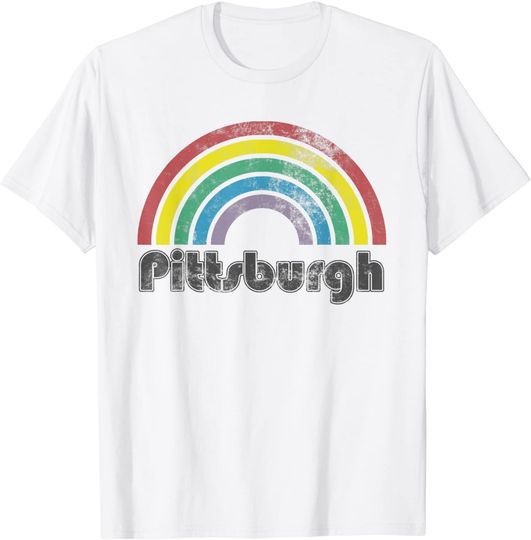 Pittsburgh Rainbow 70's 80's Style Retro Gay Pride T Shirt