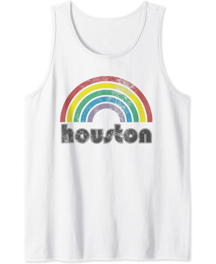 Houston Texas Rainbow 1970's 1980's Style Retro Tank Top