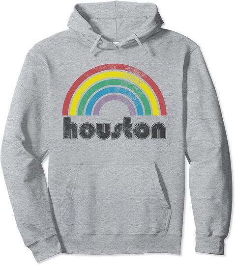 Houston Texas Rainbow 1970's 1980's Style Hoodie