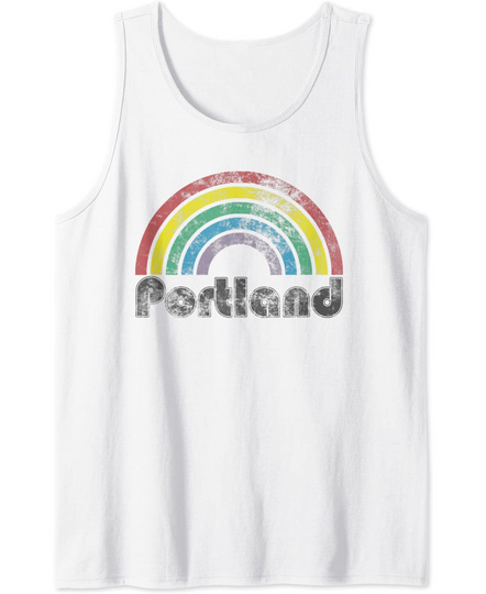 Portland Oregon Rainbow 1970's 1980's Style Retro Tank Top