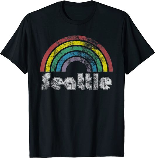 Seattle Rainbow 70's 80's Style Retro Gay Pride T Shirt