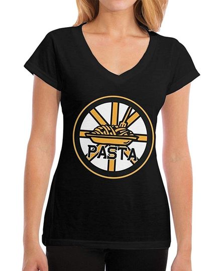 KarenJones Bruins Boston Pastrnak Pasta Womans Short Sleeve V Neck Shirts Casual Tee T Shirt