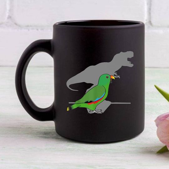 Personalized Mug-Trex Male Eclectus-Green Dinosaur Parrot Custom Mug Coffee Mugs