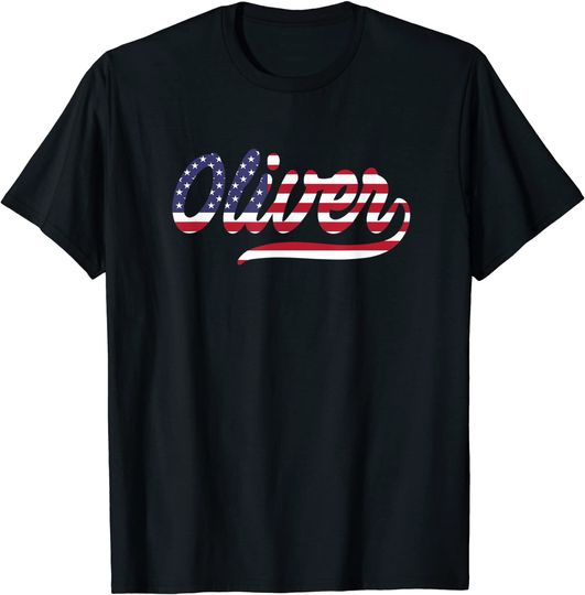 Oliver Name American Flag T-Shirt