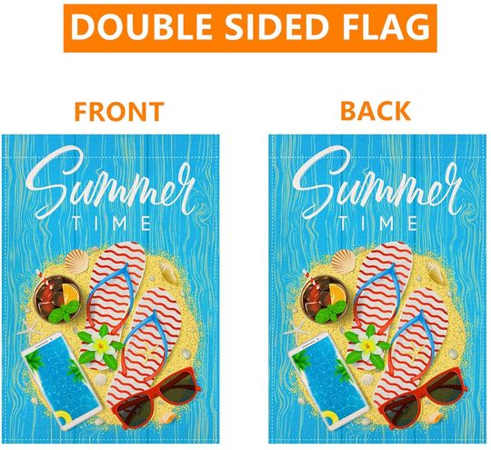 Summer Time Garden Flag Flip Flops Sunglasses Pool