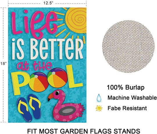 Life is Better at The Pool Garden Flag Flamingo