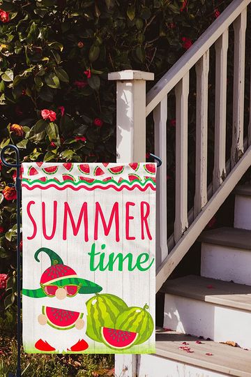 Summer Time Watermelon Garden Flag Gnome
