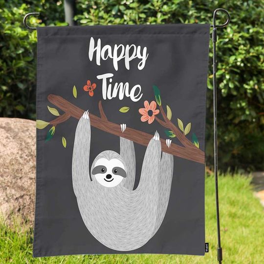 Happy Time Garden Flag Sloth