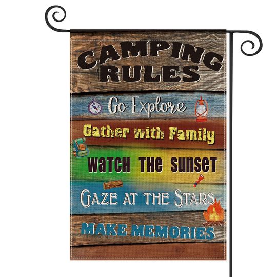 Camping Rules Go Explore Make Memories Garden Flag