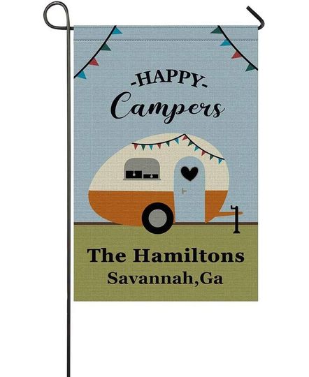 Personalized Happy Camper Garden Flag Garden Flag Custom Family Name