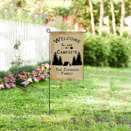 Personalized Welcome To Our Camp Site Garden Flag Custom Family Name