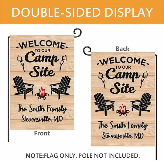 Personalized Welcome To Our Camp Site Garden Flag