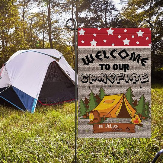 Personalized Welcome To Our Campfire Garden Flag